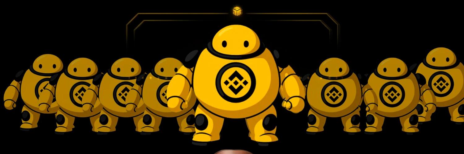 Binance yellow robot banner