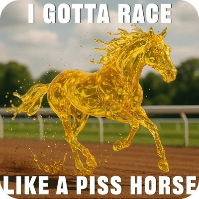i gotta race like a piss horse logo
