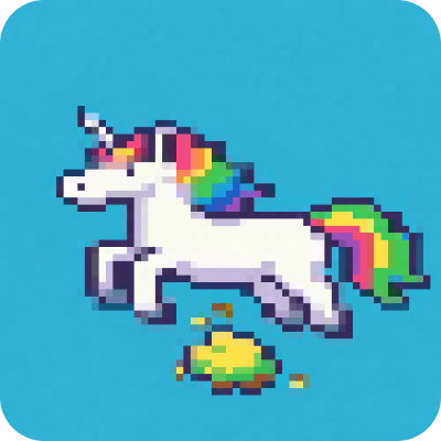 Pixelated Farting Unicorn logo