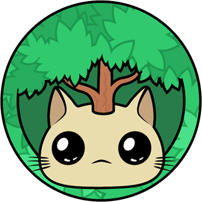Tree stuck in cat logo