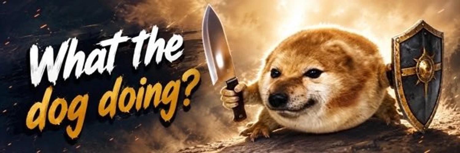 what the dog doing? banner